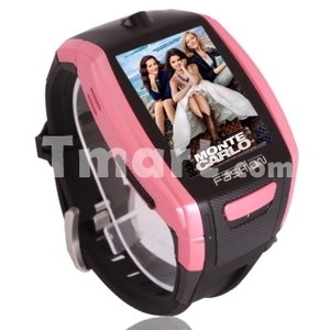 F6 Quad Band Bluetooth Touch Screen Watch Cell Phone with FM Camera Pink