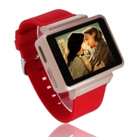 K1 Quad Band Spy Camera FM Touch Screen Wrist Watch Cell Phone with Flashlight Red
