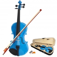 New 4/4 Blue Acoustic Violin and Case and Bow and Rosin for Violin Beginner