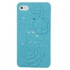 Sculptural Roses Style Protective Hard Case for iPhone 4/4S Blue