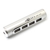 Sliver Cylindrical Shaped with 4 Ports USB 2.0 Hub