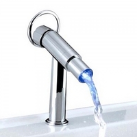 Temperature Sensor Color Changing Chrome Polished Bathroom Sink Basin LED Faucets