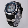 Unisex Multifunction Waterproof PU Band Plastic Case Sport Wrist Watch Blue