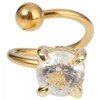 White Zircon Round Twist Barbells Navel Belly Button Ring Golden