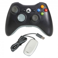 Wireless Game Controller Pad Black + Wireless Gaming Receiver White for Xbox 360 / PC
