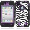 Zebra Pattern Protective Silicone Hard Case for iPhone 4/4S Purple & Black
