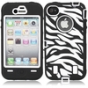 Zebra Pattern Protective Silicone Hard Case for iPhone 4/4S White & Black