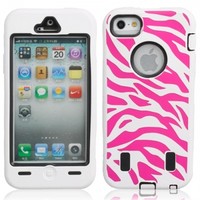 Zebra Pattern Protective Silicone Hard Case for iPhone 5 Black and White