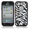 Zebra Pattern Protective Silicone Hard Case for iPhone 5 Grey and Black