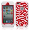 Zebra Pattern Protective Silicone Hard Case for iPhone 5 Red and White