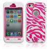 Zebra Pattern Protective Silicone Hard Case for iPhone 5 Rose & White