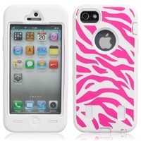 Zebra Pattern Protective Silicone Hard Case for iPhone 5 White