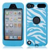 Zebra Pattern Silicone Case for iPod touch 5 Black Background Light Blue