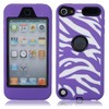 Zebra Pattern Silicone Case for iPod touch 5 Black Background Purple
