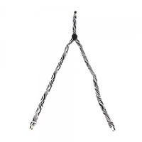 Zebra Stripe Elastic Braces Clip On Suspenders (White)