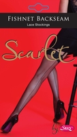 Silky Scarlet Back Seamed Fishnet Stockings