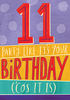 11 Party Birthday Card - Large (A4) - By Funky Pigeon