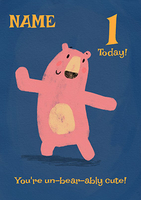 1st Birthday Unbearably Cute Personalised Card - A5 - By Funky Pigeon