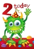 2 Today Green Monster Birthday Card - Simon Elvin - Giant - By Funky Pigeon