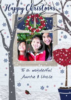 Auntie & Uncle Snowy Christmas Card - Personalised With Photo Upload - Large (A4) - By Funky Pigeon