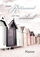 Beach Hut Happy Retirement Card - Personalised - A6 - By Funky Pigeon
