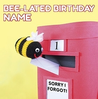 Bee-Lated Birthday Card - Knit & Purl - Square - By Funky Pigeon