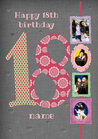 Big Numbers - 18th Birthday Card Female Multi Photo Upload - Large (A4) - By Funky Pigeon