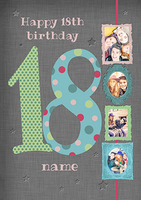 Big Numbers - 18th Birthday Card Male Multi Photo Upload - Large (A4) - By Funky Pigeon