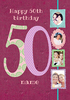 Big Numbers - 50th Birthday Card Female Multi Photo Upload - A6 - By Funky Pigeon