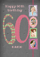 Big Numbers - 60th Birthday Card Female Multi Photo Upload - A5 - By Funky Pigeon