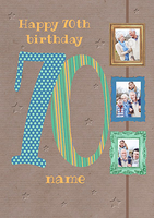 Big Numbers - 70th Birthday Card Male Multi Photo Upload - Large (A4) - By Funky Pigeon