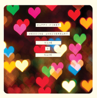 Colourful Hearts First Wedding Anniversary Card - Personalised - Giant Square - By Funky Pigeon