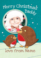 Daddy Robin Christmas Card From Child - Personalised With Photo Upload - A5 - By Funky Pigeon