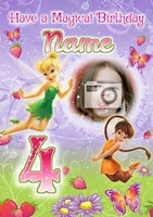 Disney Fairies Age 4 Photo Card - Large (A4) - By Funky Pigeon