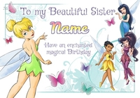 Disney Fairies Sister Birthday Card - A6 - By Funky Pigeon