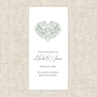 Elegant Love Heart Order of Service Concertina