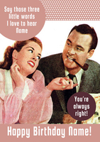 Flirt - Birthday Card Three Little Words - Large (A4) - By Funky Pigeon