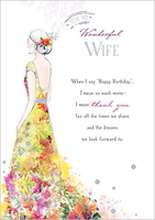 Floral Dress Wife Birthday Card - Large (A4) - By Funky Pigeon