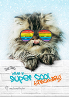 Fluffy Cat in Shades Personalised Cool Birthday Card - Giant - By Funky Pigeon