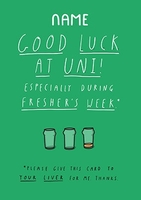 Freshers Week Good Luck At University Card - Personalised - Giant - By Funky Pigeon