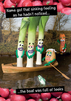 Full Of Leeks Greeting Card - Violent Veg - A6 - By Funky Pigeon