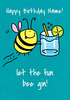 Fun Bee Gin Personalised Card - A6 - By Funky Pigeon