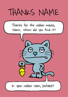 Funny Cat & Mouse Thank You Card - Personalised - Large (A4) - By Funky Pigeon