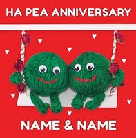 Funny Ha Pea Anniversary Card - Personalised - Two Peas Together - Giant Square - By Funky Pigeon