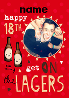 HAP-PEA-NESS - Birthday Card 18th Photo Upload Get the Lagers - A5 - By Funky Pigeon