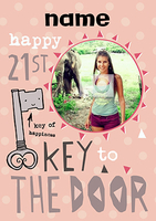 HAP-PEA-NESS - Birthday Card 21st Photo Upload Key of Happiness - A5 - By Funky Pigeon
