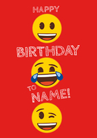 Happy Birthday Emoji Personalised Card - A5 - By Funky Pigeon
