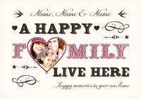 Happy Family New Home Card - Personalised With Photo Upload - Large (A4) - By Funky Pigeon