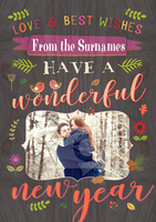 Happy New Year Photo Upload Card - Paper Wood - Large (A4) - By Funky Pigeon