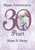 Happy Pearl 30 Year Wedding Anniversary Card,  Personalised with Photo Upload - Giant - By Funky Pigeon